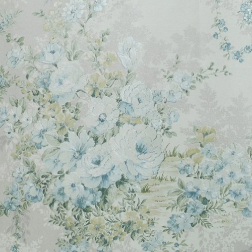 Floral Wallpaper Vinyl Wrap 15.6m x 106cm Cyan Gray Green | Luxury line