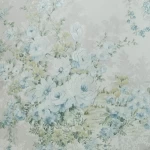 Floral wallpaper, vinyl wrap, length 15.6 m, width 106 cm, color cyan with gray and green