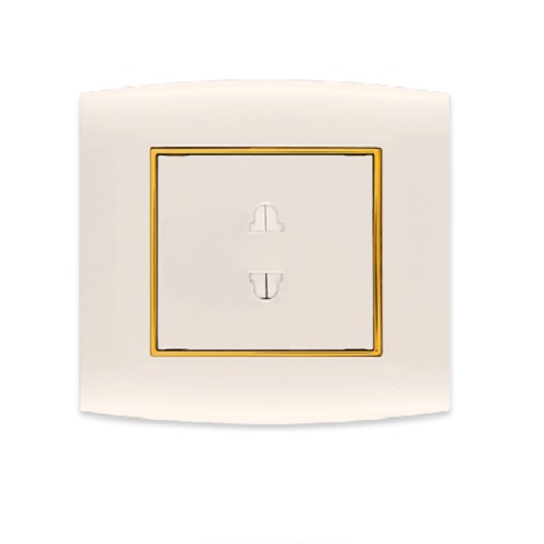 Electrical Switch Socket 2 Holes 16 Amp 7x7 cm Gold with Gold Ring | Al Fanar