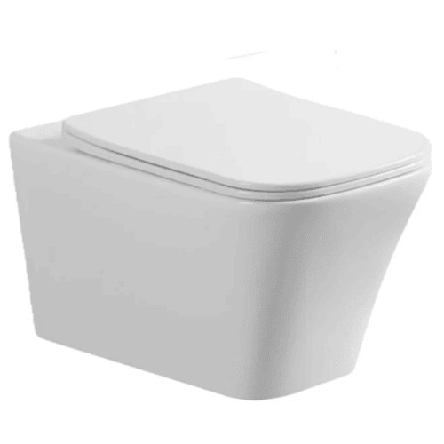 Wall-Hung Ceramic Toilet Square 18 cm White Cover UF | Al Muhaidib Sanitary and Ceramic