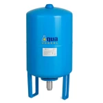 Vertical water pressure tank supported by legs, Capacity 500 Liter, Pressure 16 Bar, Diameter 750 mm, Height 1530 mm, Blue Color
