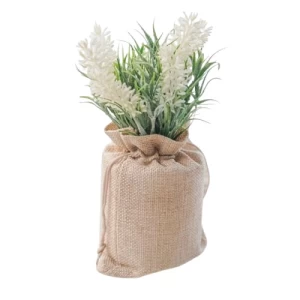 Mozo Decorative Artificial Plant 20 cm Height, 8 cm Diameter, Green with White | Mozo