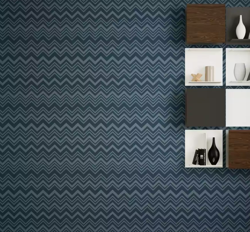 ورق حائط طول 10 م، عرض 50 سم، تصميم هندسي، لون ازرق داكن | 10290