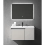 PVC Bathroom Washbasin Ceramic Basin Size 80cm, Creamy Color