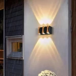 وحدة إنارة LED حائطية خارجية 6 وات، لون أسود وذهبي، مقاس 15×9 سم