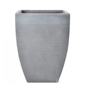 وعاء زرع فايبر أسمنتي، أبعاد 60×40×14 سم، لون اسود، تصميم مربع
