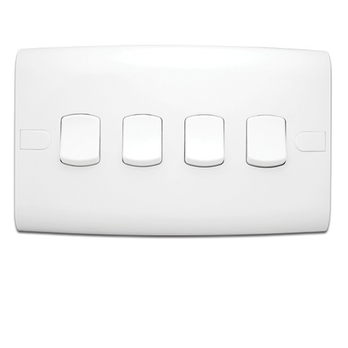 Electrical Light Switch 4 Gang 10 Amp Size 14×7 cm White | Al Fanar