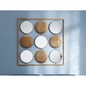 مرايا ديكور مقاس 84×84×2.5 سم، لون ذهبي، تصميم جزيرة