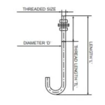 J-Shaped Anchor Bolt, size M 20, Length 400 mm | AL Anwar Factory