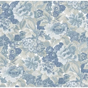 Spanish Wallpaper Floral Design 10mx0.53m Green with Blue | Balbaid Decor Company
