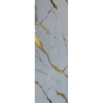 Glossy marble replacement panel for salons, size 122 x 290 cm, white with golden veins color, model Set-1-T