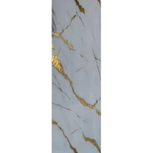 لوح بديل رخام لامع 122×290 سم أبيض مع عروق ذهبي | Set-1-T
