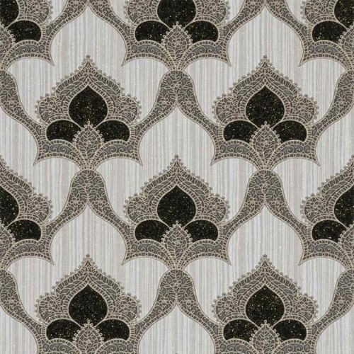 Italian Wall Covering 10m x 0.53m Gray with Black, Model 6241 | Balbaid Decor Company