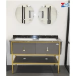 Two Basins Decorative Wooden Washbasin, with LED Mirror, Plywood Model, Size 120 cm