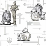 ورق جدران، لون ابيض مع رمادي تصميم اطفال، مقاس 1.005 سم×52.07 سم