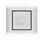 فيش كهرباء بفتحتين 16 أمبير الفنار موديل أمنية المقاس  7x7 اللون فضى بحلقة سوداء