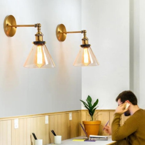 Modern Golden Mounted Wall Light 2 Bulbs, 20 cm Height, 18 cm Width | Matkel Store