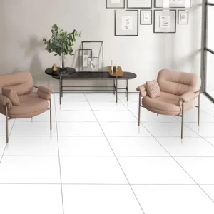 Floor Porcelain Tiles Size 60x60 cm, White Color, Crystal Model | Abyat Company
