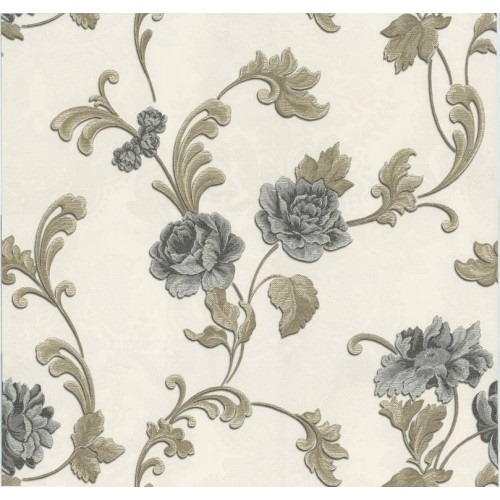 Italian Floral Wallpaper 10 m x 0.73 m Light Beige, Model 56901 | Balbaid Decor Company