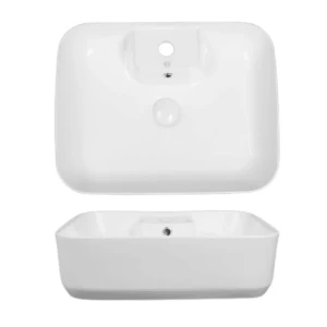 Ceramic Countertop Wash Basin 14x39x39 cm, Square, Brilliant White | Hatch Company