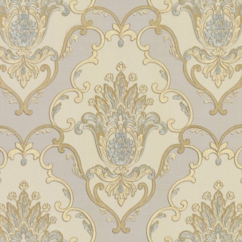 Classic Wallpaper Dark Gray with Beige Color, Size 10m×1.06m, Model 83008 | Balbaid Decor Company