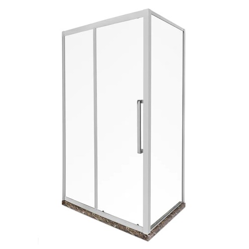 Shower Cabin Chrome with Rectangular Acrylic Shower Tray, 120x80x205 cm | Al Dossary