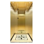 Luxury mirror titanium gold lift, 5-person capacity, 0.4 m/s speed, side door, marble flooring