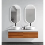 Ceramic Marble Top Hand washbasin With Wooden Cabinet, Size 140 cm, Dark light Wood Color