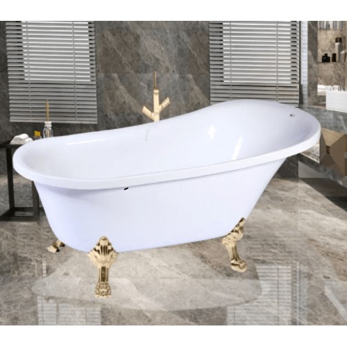 حوض استحمام بانيو فرعوني ابيض، مقاس 75×150 سم، رجل ذهبي | البيت الانيق للادوات الصحية