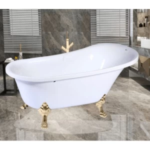 حوض استحمام بانيو فرعوني ابيض، مقاس 75×150 سم، رجل ذهبي | البيت الانيق للادوات الصحية