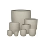 Fiberglass plant pot, medium size 54x54x51 cm, gray color