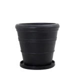 أصيص فايبر جلاس ، دائري ، عرض 40سم وارتفاع 45 سم، أسود