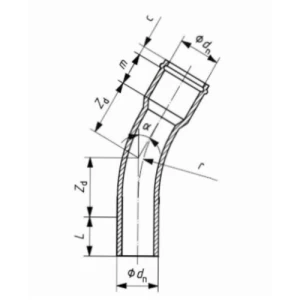 UPVC Elbow Long Bend Radius 60°, Size 140 mm, Gray Color | AGM Factory