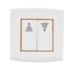 مفتاح كهرباء مزدوج 10 امبير أمنية الفنار مقاس 7×7 سم اللون ابيض بحلقة ذهبى