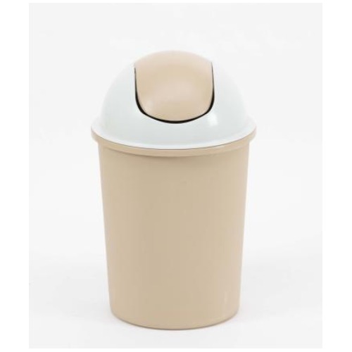 HDPE Plastic Waste Container with Swivel Circular Lid, Beige, Model MDEXG | AL-FURIDI FACTORY FOR PLASTIC INDUSTRIES