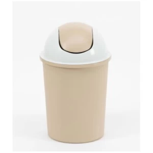 HDPE Plastic Waste Container with Swivel Circular Lid, Beige, Model MDEXG | AL-FURIDI FACTORY FOR PLASTIC INDUSTRIES