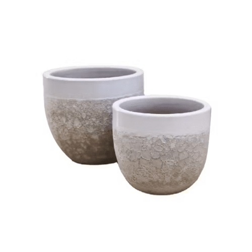 Fiberglass Planter 44x44x44 cm Round Beige | Zahrat Al Rayyan Establishment