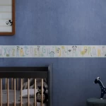 ورق حائط، لون ازرق مع اخضر تصميم اطفال، مقاس 457سم×15.24سم