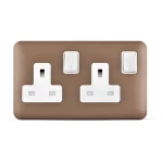 فيش مزدوج 13 أمبير مع مفتاح ثنائي القطب، لون نحاسي، 7×14 سم، 250 فولت | سبكترا