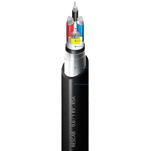 3x400 + 185sq mm 0.6/1kV 3.5 Core Armored Aluminum Cable, PVC Insulated, 250m | RESCAB