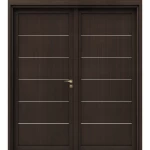 باب بريميوم خشب مزدوج، مقاس 220 × 235 سم، لون بني غامق، موديل M01