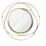 Wall mirror, size 77×77 cm, golden color.
