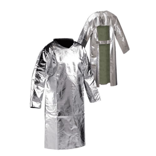 معطف حماية مقاوم للحرارة بالألومنيوم مقاس 46، وزن 400 جم/م²، طول 130 سم | رضا للسلامة