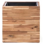 وعاء زراعة خشبي شكل مربع مقاس 43×43×43 سم لون خشبي