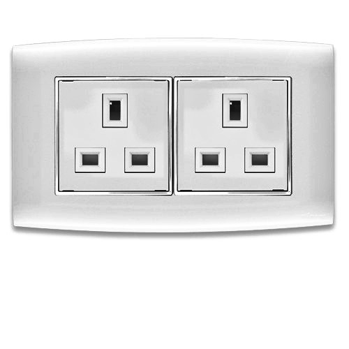 Electrical Switch Socket 2g 13 Amp Omnia 7x14 cm Silver Chrome Ring | Al Fanar