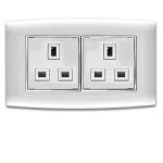 فيش كهرباء مزدوج 13 أمبير  الفنار موديل أمنية المقاس  7x14 اللون فضى بحلقة كروم