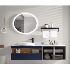 Blue Ceramic Marble Top Decorative Washbasin with Wooden Cabinet, Size 140 cm | Al Muhaidib Sanitary and Ceramic