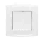 مفتاح كهرباء عريض مزدوج دركسيون 10 امبير  ألف الفنار مقاس 7×7 سم اللون ابيض 