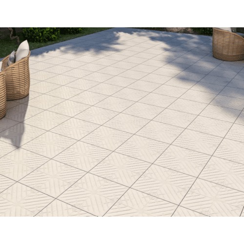 Outdoor Ceramic Floor Tiles 43x43x1.3 cm White, Terravera Model | Abyat Company