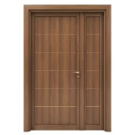 باب ثنائي خشبي متين، مقاس 160 × 235 سم، بني، موديل GMO1